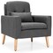 Costway Accent Chair Upholstered Linen Armchair Sofa Chair w/Waist Pillow